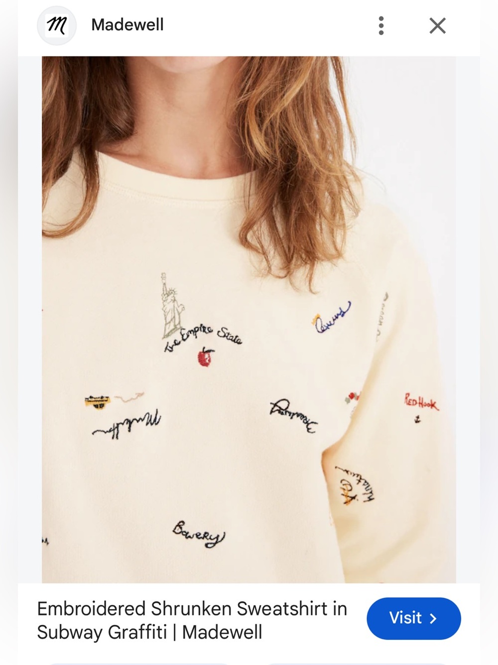 Madewell NYC Subway Graffiti Embroidered Sweatshirt - So cute!